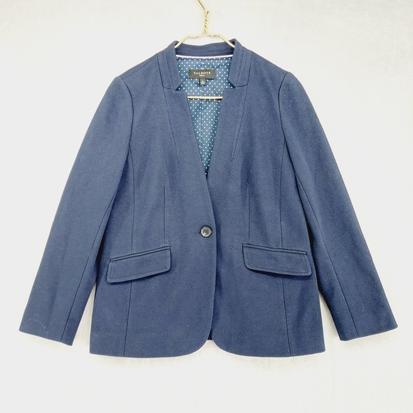 Talbots Jackets & Blazers - New Talbots Navy Cotton/ Nylon One Button Blazer P6972